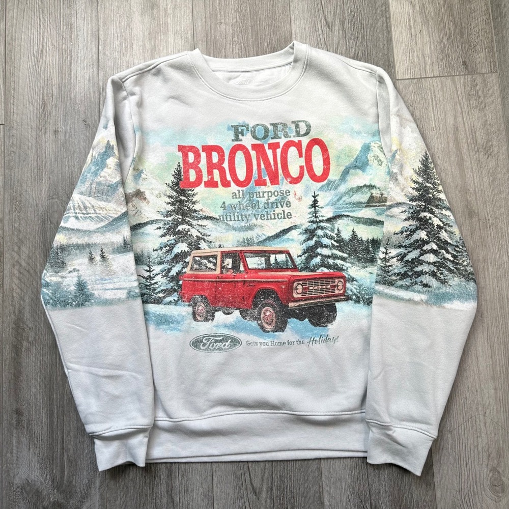 Soft Ford Bronco White Graphic Crewneck Sweatshirt Men's M 4WD